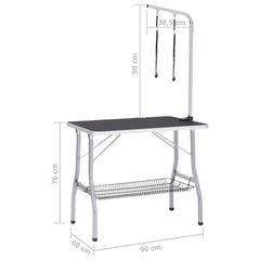 Adjustable Dog Grooming Table with 2 Loops and Basket