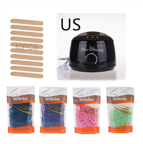 Quantity: Black set 200g beans, Model: US - Hair Removal Electric Wax Warmer Machine