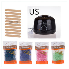 Quantity: Black set 200g beans, Model: US - Hair Removal Electric Wax Warmer Machine