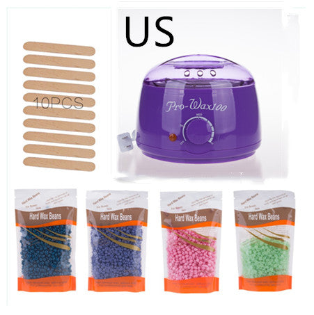 Quantity: Purple set 200g beans, Model: US - Hair Removal Electric Wax Warmer Machine