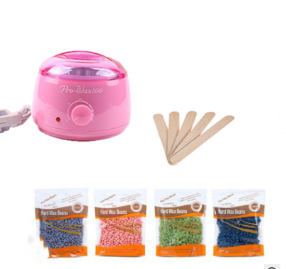 Quantity: Pink set 400g beans, Model: EU - Hair Removal Electric Wax Warmer Machine